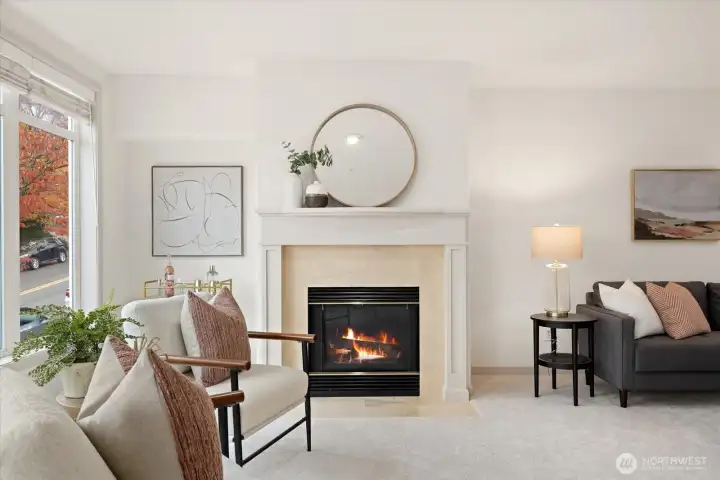 Welcome Home: Enjoy the cozy gas fireplace.