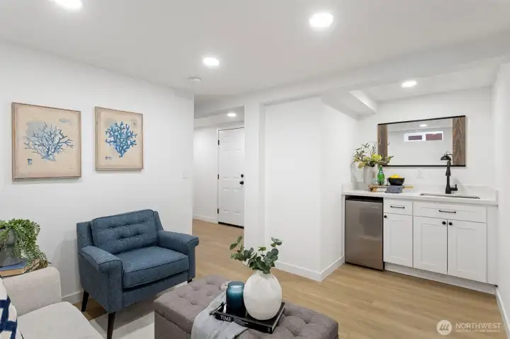 Loft and wet bar lower level.