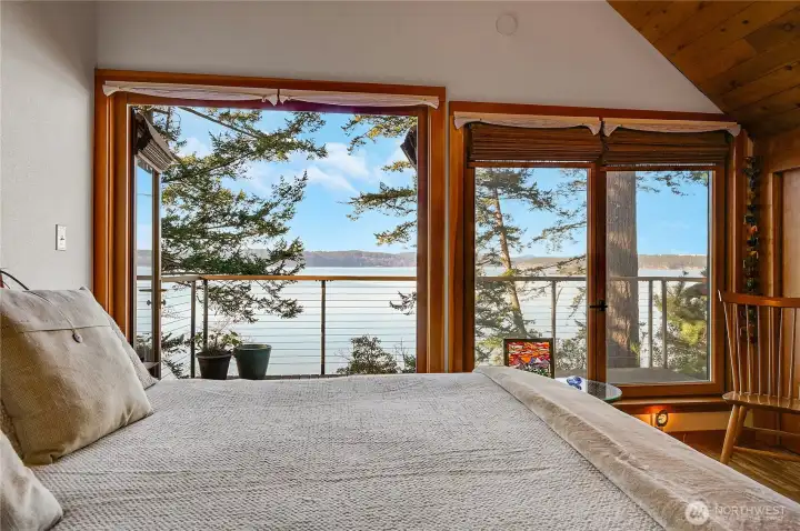 Primary suite with french doors open