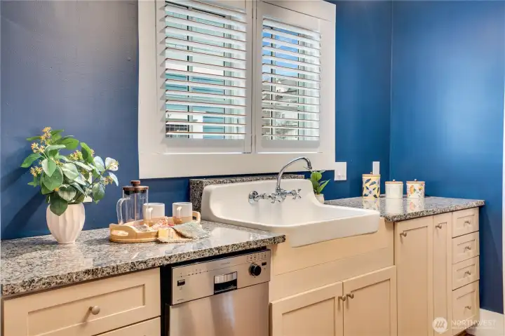 Natural light comes through this north facing window over the sink.