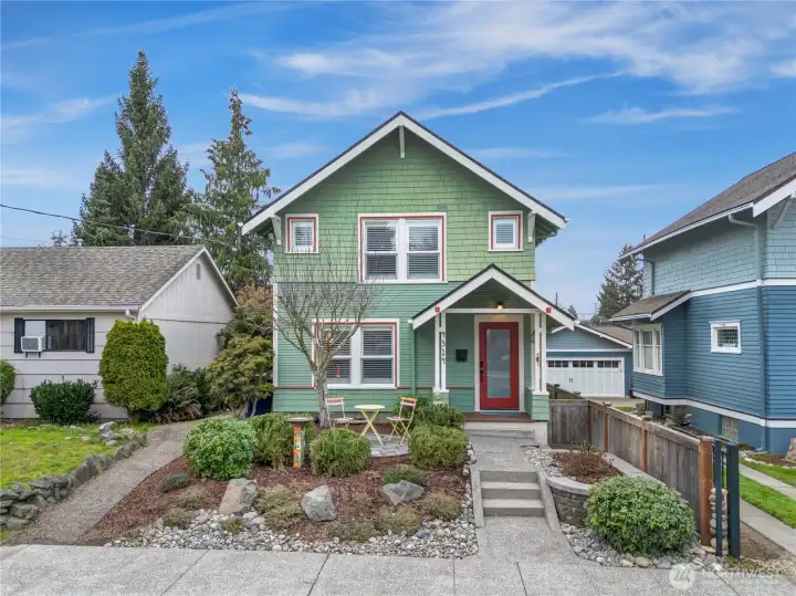 Thoughtful landscaping with a 2nd flagstone patio continues in the front garden. We hope you'll pause and notice all the original details and special updates this home offers. Thanks for visiting!