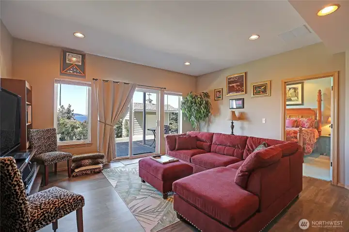 Spacious lower level Family Room with views!