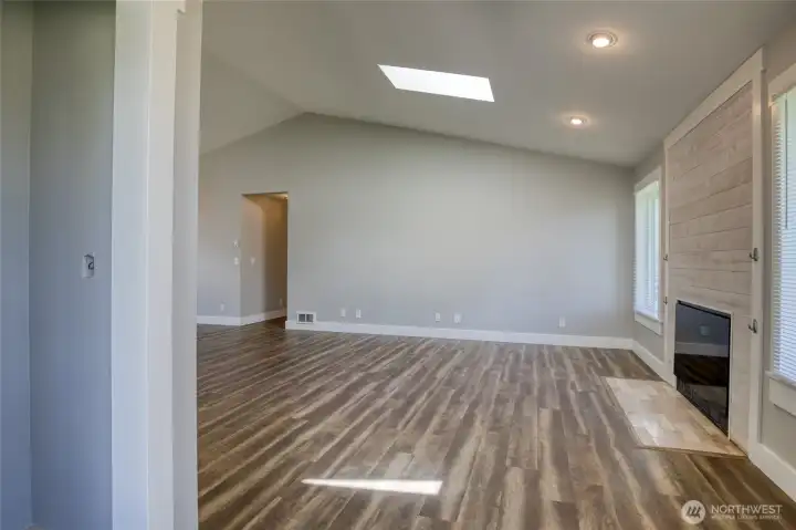 Greatroom with view of fireplace