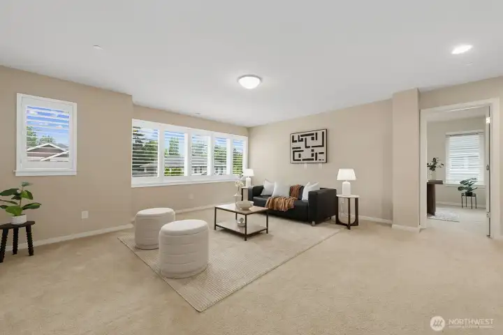 Look at the open space room on the 2nd floor. Lots of light from the large windows. Also looking at the larger number 3 Bedroom on the second floor. Remember there are 3 Bedrooms on this floor. The Main Primary Bedroom with an ensuite and the other 2 bedrooms that both have walk-in closets. This is a special space for the 2nd floor.