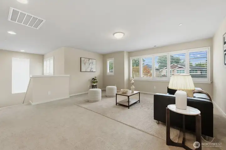 Here is the stairway to the left. next to the door to the 2nd bedroom on this floor. To the right of this picture is the 3rd Bedroom and behind this picture is the Full bath and primary suite.