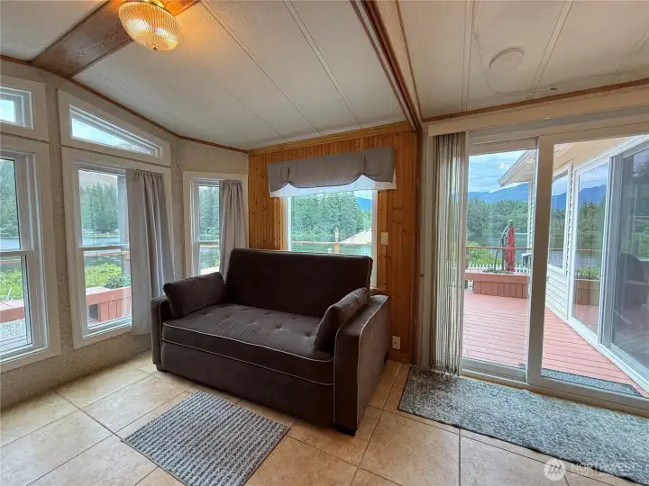 Great living room with lake views