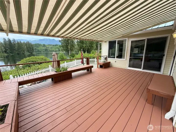 power awning covers entire deck