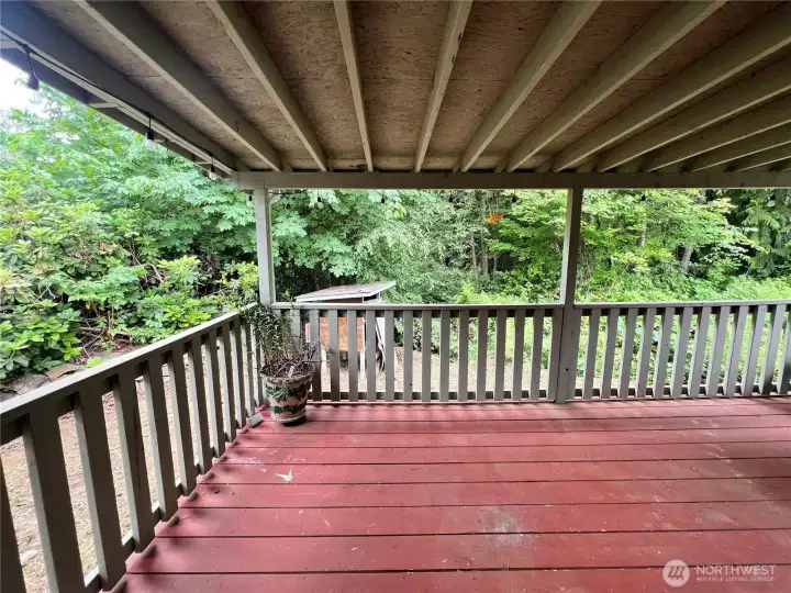 Looking out from the back deck is a beautiful green belt for added privacy Looking out from the back deck is a beautiful green belt for added privacy