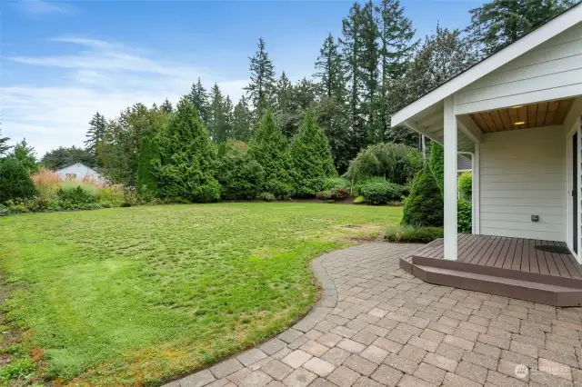 Backyard.  To right is covered deck