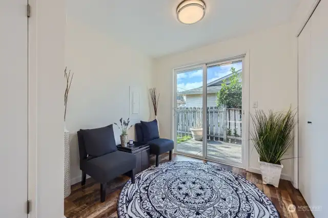 Unique "flex" area will create that extra space you desire.  Offering a 2nd slider, opening to another patio. Multiple floor to ceiling glass for optimal natural light flow throughout the home
