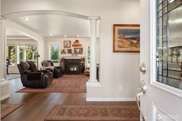 Beautiful trim details in both dining and living areas.