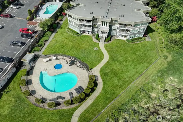 Beachfront pool & spa