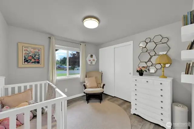 3rd bedroom- custom built ins in the closet make it easy to keep organized