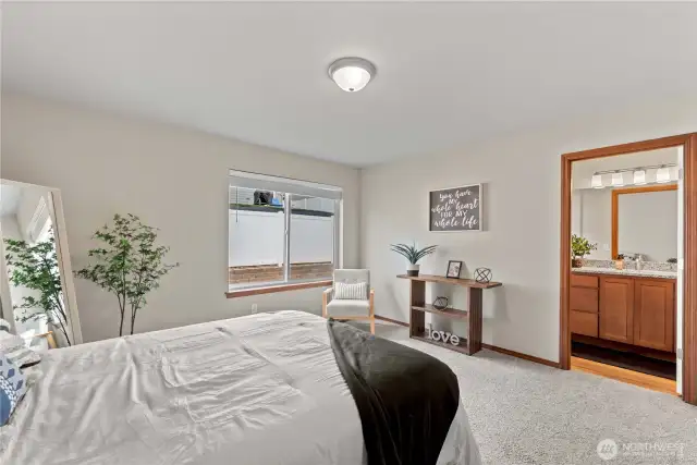 Large primary bedroom with 3/4 bath.