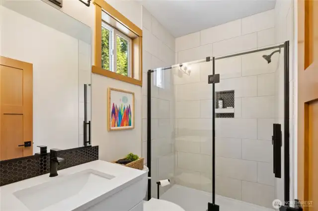 3/4 bath off 2nd bedroom upstairs