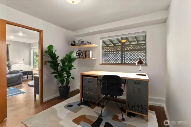 Virtually staged main level bedroom