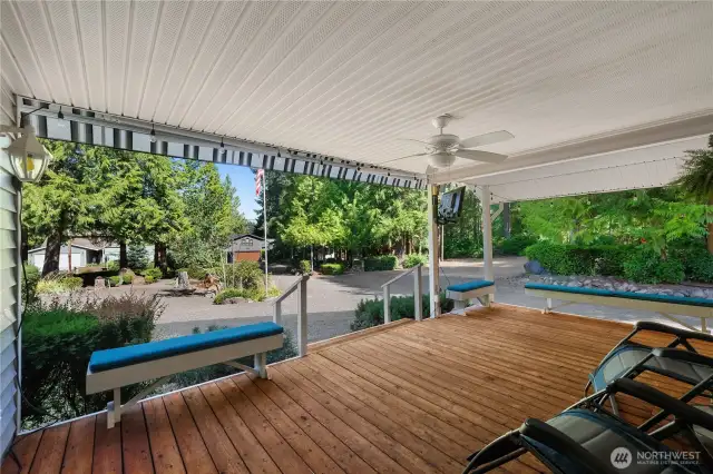Covered deck for year round entertainment and enjoyment.