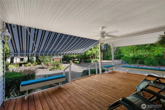 Awning out for a little more shade - automatic remote controlled.