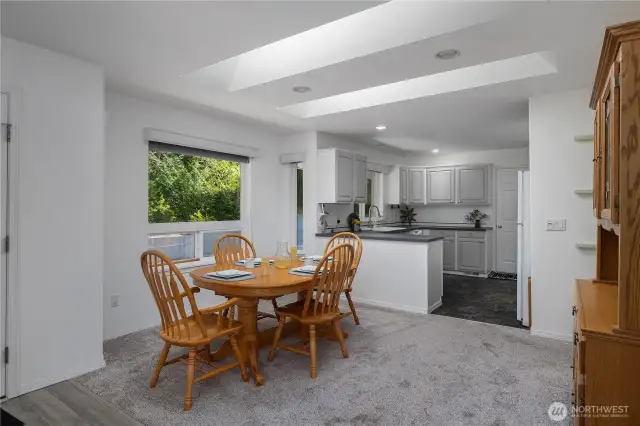 Dining room leading to the kitchen.
