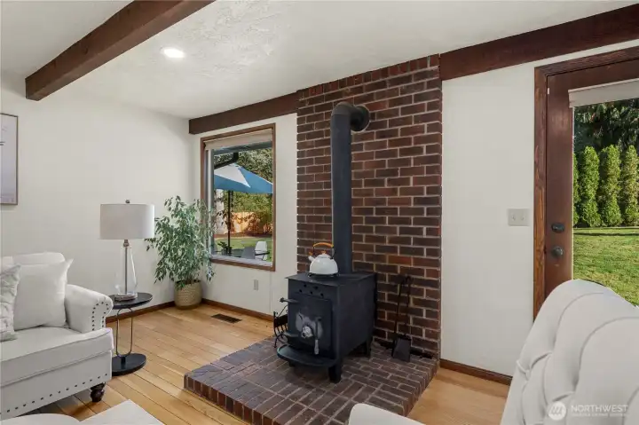 Cozy Wood Burning Fireplace
