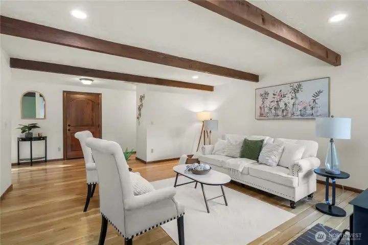 Exposed wood beams