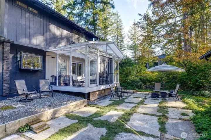 Low maintenance concrete patio.