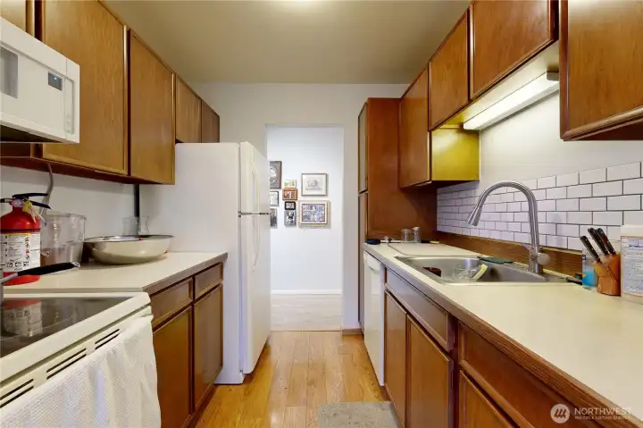 Kitchen with laminate flooring