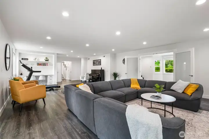 built in shelving and waterproof LVP flooring