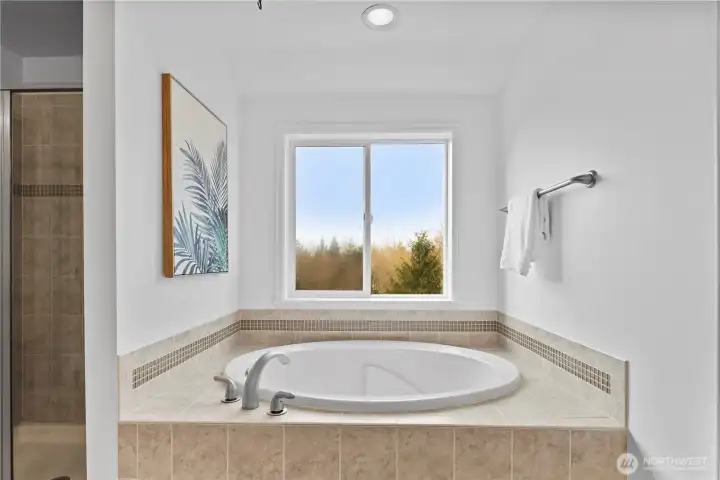 Soak in the suds with sunset views