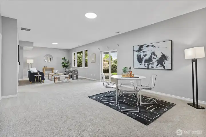 So much space to play and entertain in basement rec room