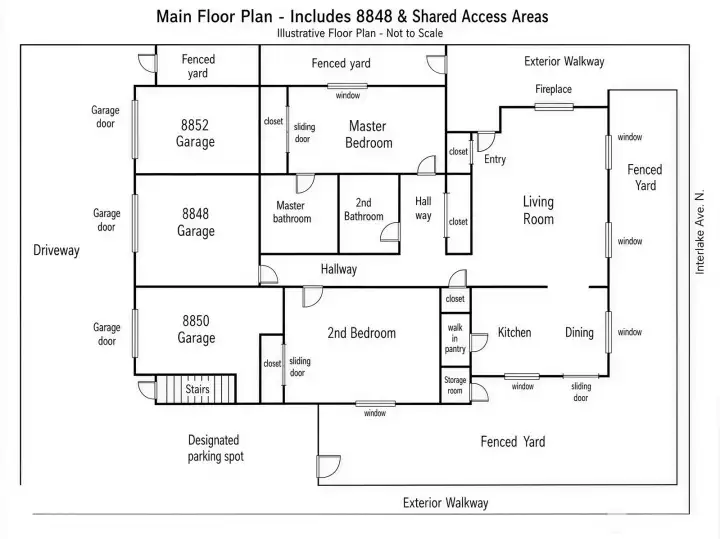 8848 Main Floor Plan (2 Bed / 2 Bath) + Shared Areas