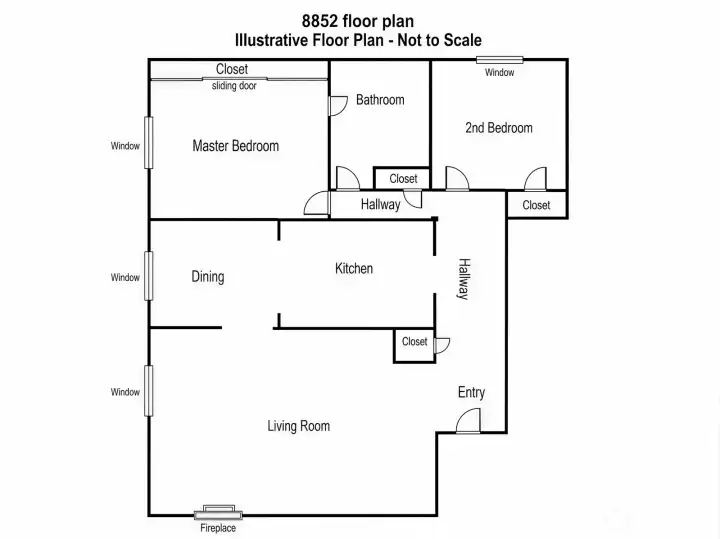 8852 Upper Floor Plan (2 Bed / 1 Bath)