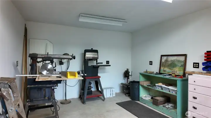 finished shop space inside garage