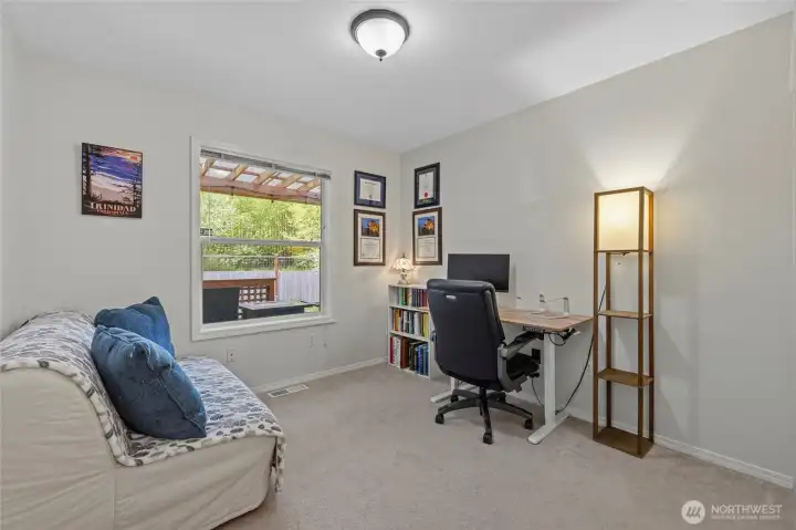 The perfect office or bedroom space where you can enjoy peaceful backyard nature views every day. The perfect office or bedroom space where you can enjoy peaceful backyard nature views every day.