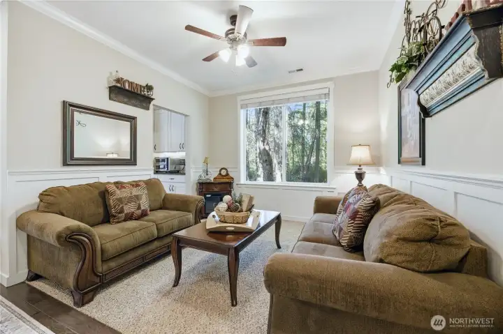 Sitting room with view of greenbelt