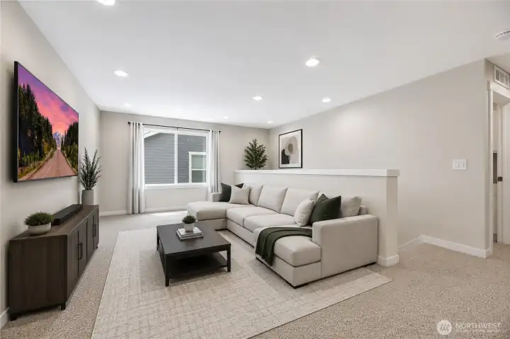 Virtually staged loft - staged as a sitting room