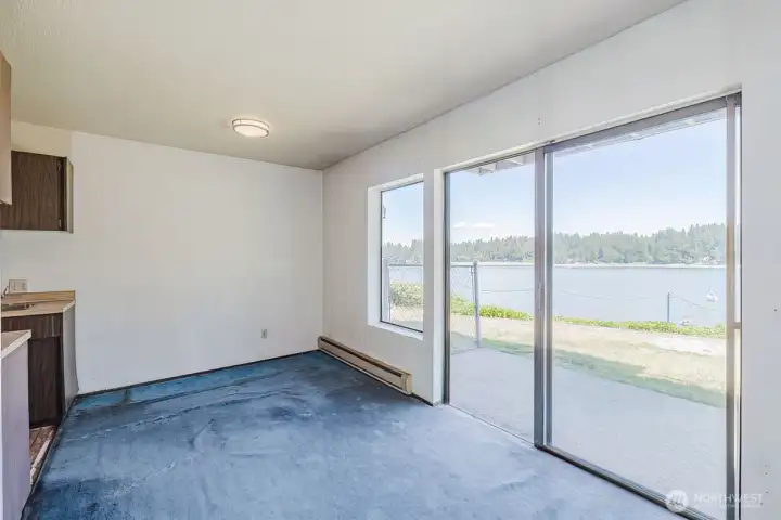 Sliding glass door to a private patio Sliding glass door to a private patio