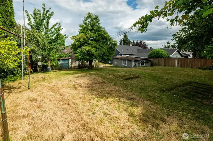 back lot of house from north side/ garage