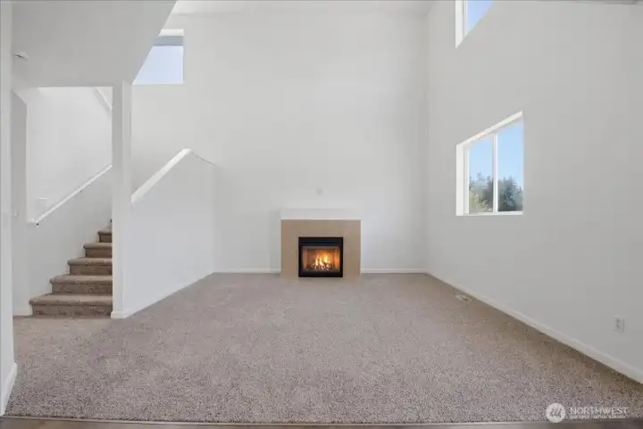 Spacious Family Room with Cozy Gas Fireplace. Spacious Family Room with Cozy Gas Fireplace.