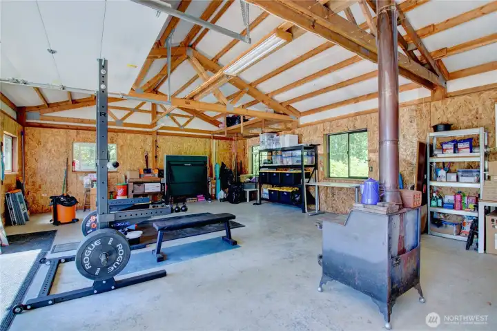 There is a wood burning stove for heat in the winter.