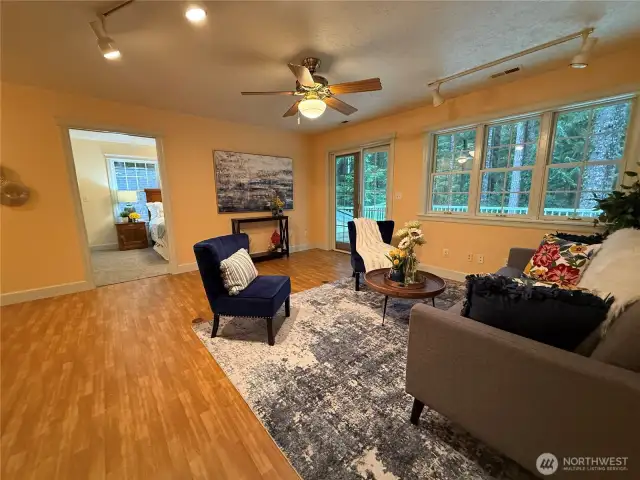 Sliding door leads to private deck!