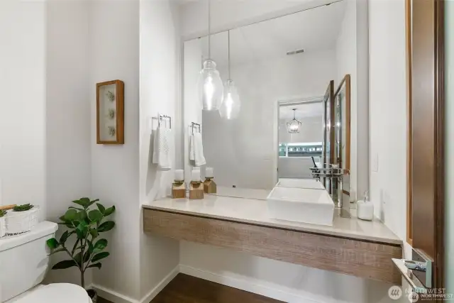 This is the downstairs powder room. Simple elegance.