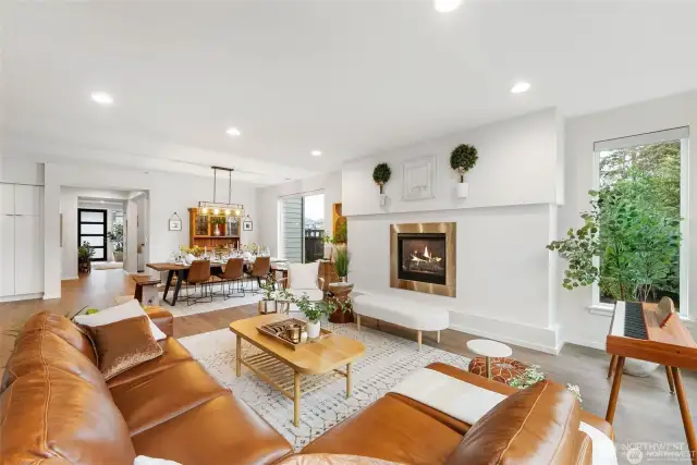 Gorgeous, open concept living room with a gas fireplace for those cozy winter evenings.