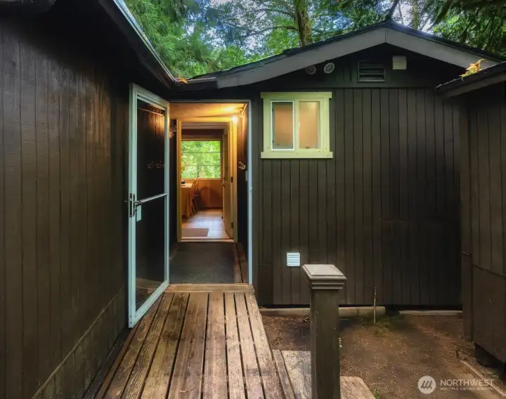 Entrance to a handy mudroom ~ great place to remove your skis or boots out of the elements.