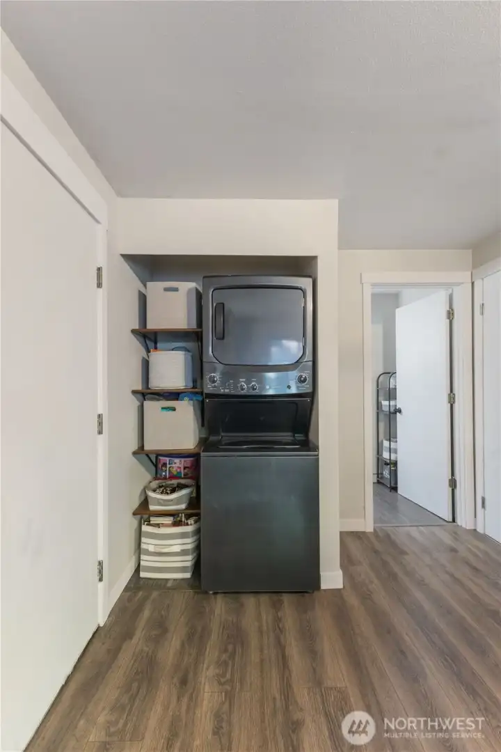 Washer and dryer conveniently located and convey with the sale of the home.