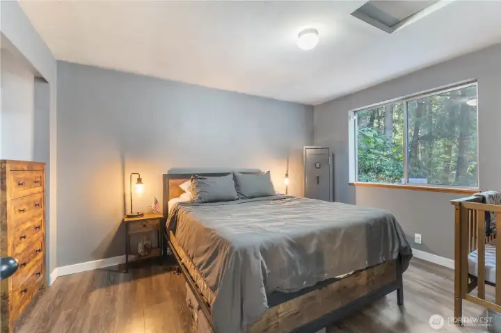 Spacious bedroom is located just off of the main living area.