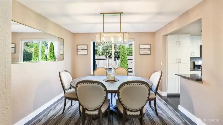 This versatile dining space is perfect for both formal occasions and casual nights in.