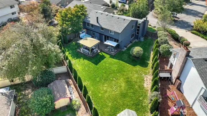 Bird’s-eye view of your private backyard retreat.