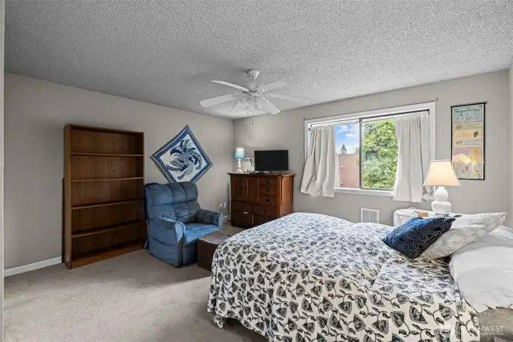 The Primary bedroom is spacious and has double closets.