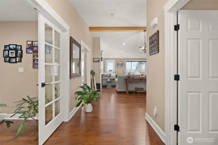 Looking into the home from the entry. Check out these beautiful gleaming floors!